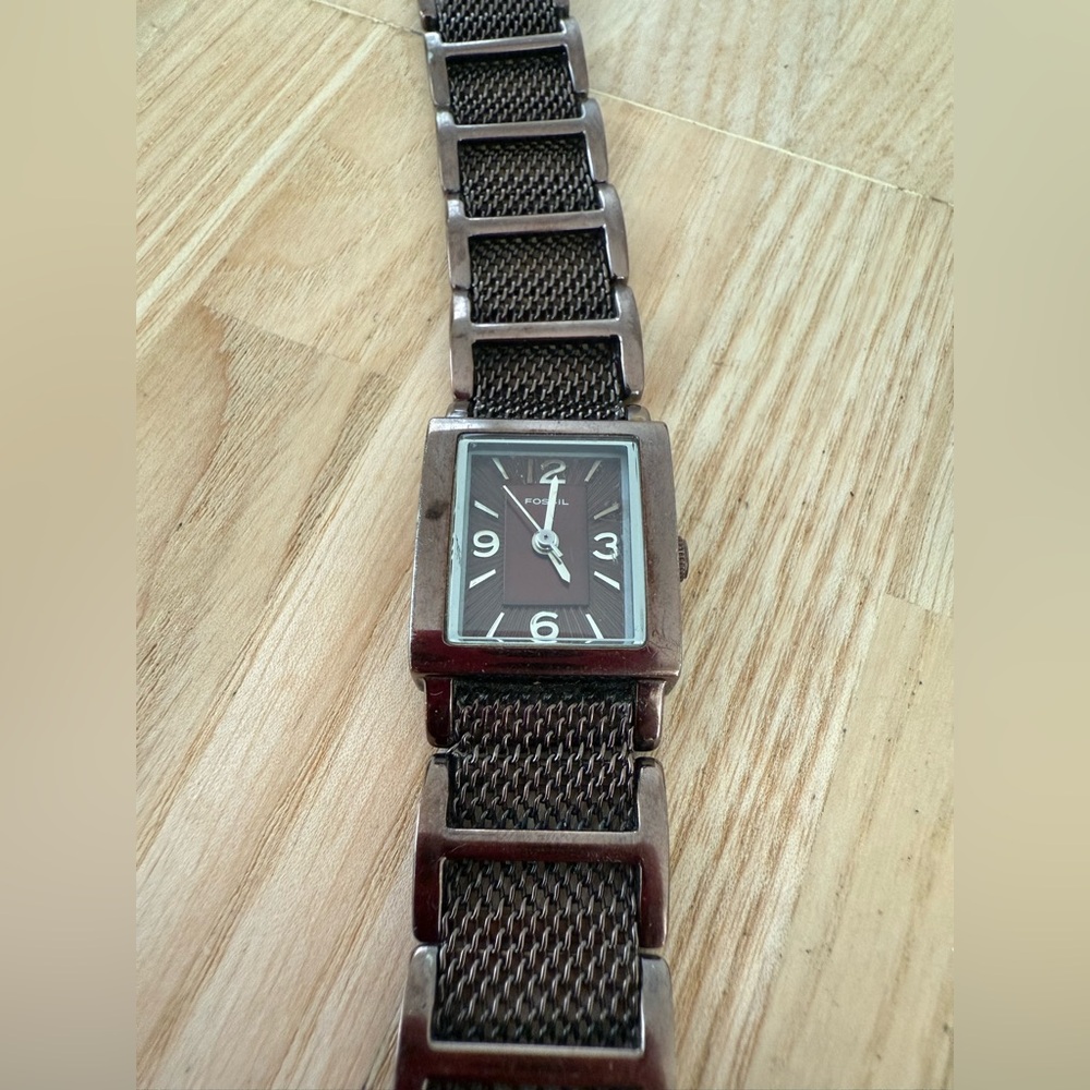 Fossil Ladies Rectangular Metallic Brown Watch Ne… - image 4
